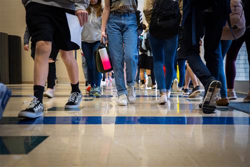 Students walking in hall 
